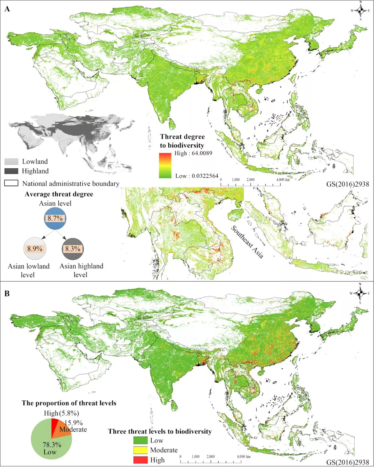 Human expansion found to pose widespread threat to biodiversity in Asia, especially in Southeast Asia