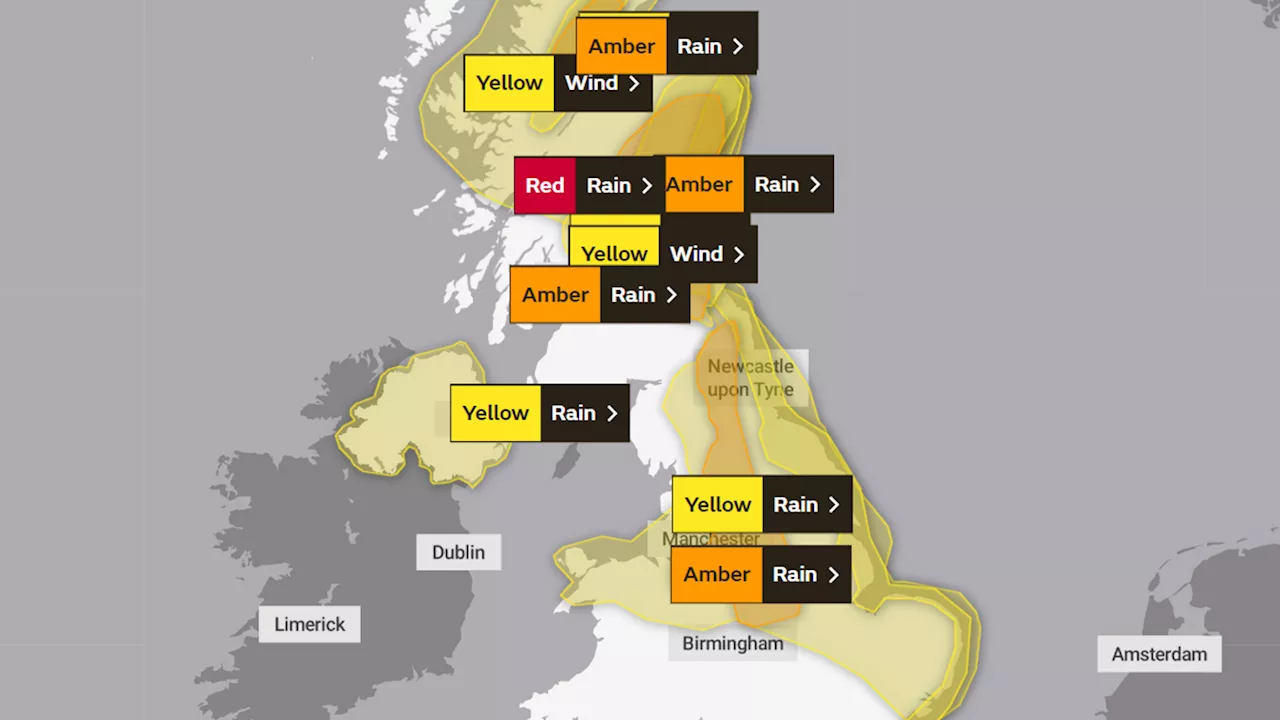 UK weather: List of warnings and areas as Storm Babet set to sweep south from Scotland