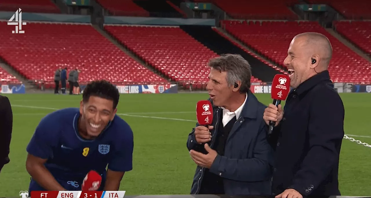 Jude Bellingham in stitches as Gianfranco Zola makes unexpected breast milk joke after England beat Italy...