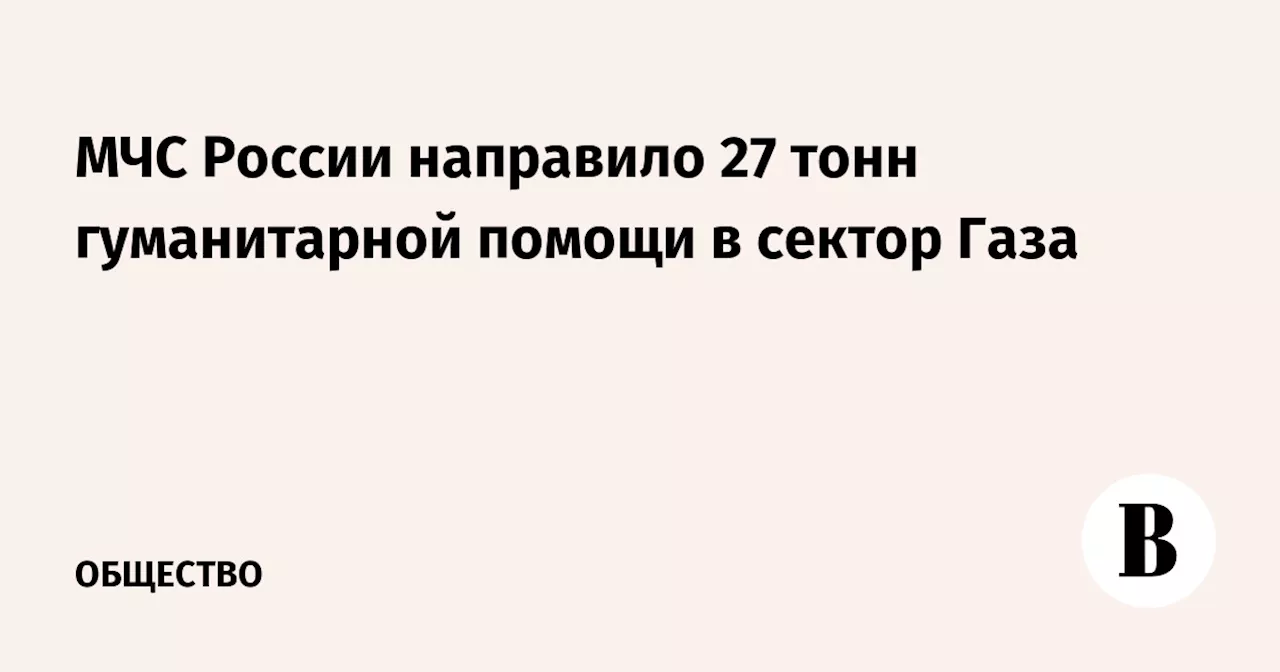 МЧС России направило 27 тонн гуманитарной помощи в сектор Газа