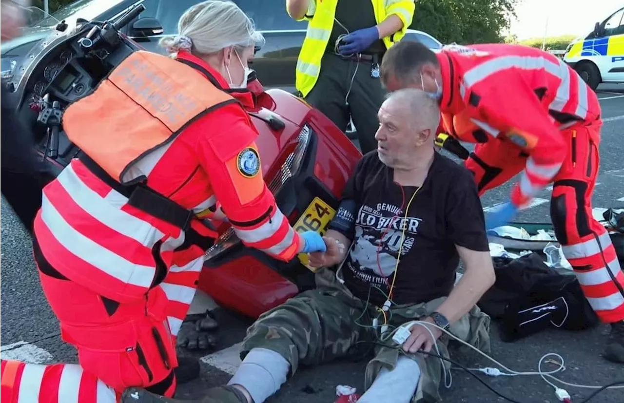 Helicopter ER: Biker thanks Yorkshire Air Ambulance after being left with serious injuries following crash on his Honda Goldwing