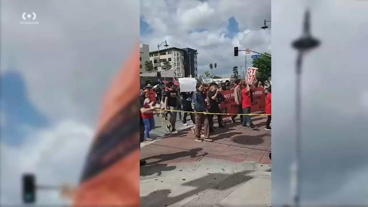 LAPD officer injured during protest in Boyle Heights over proposed rent increase