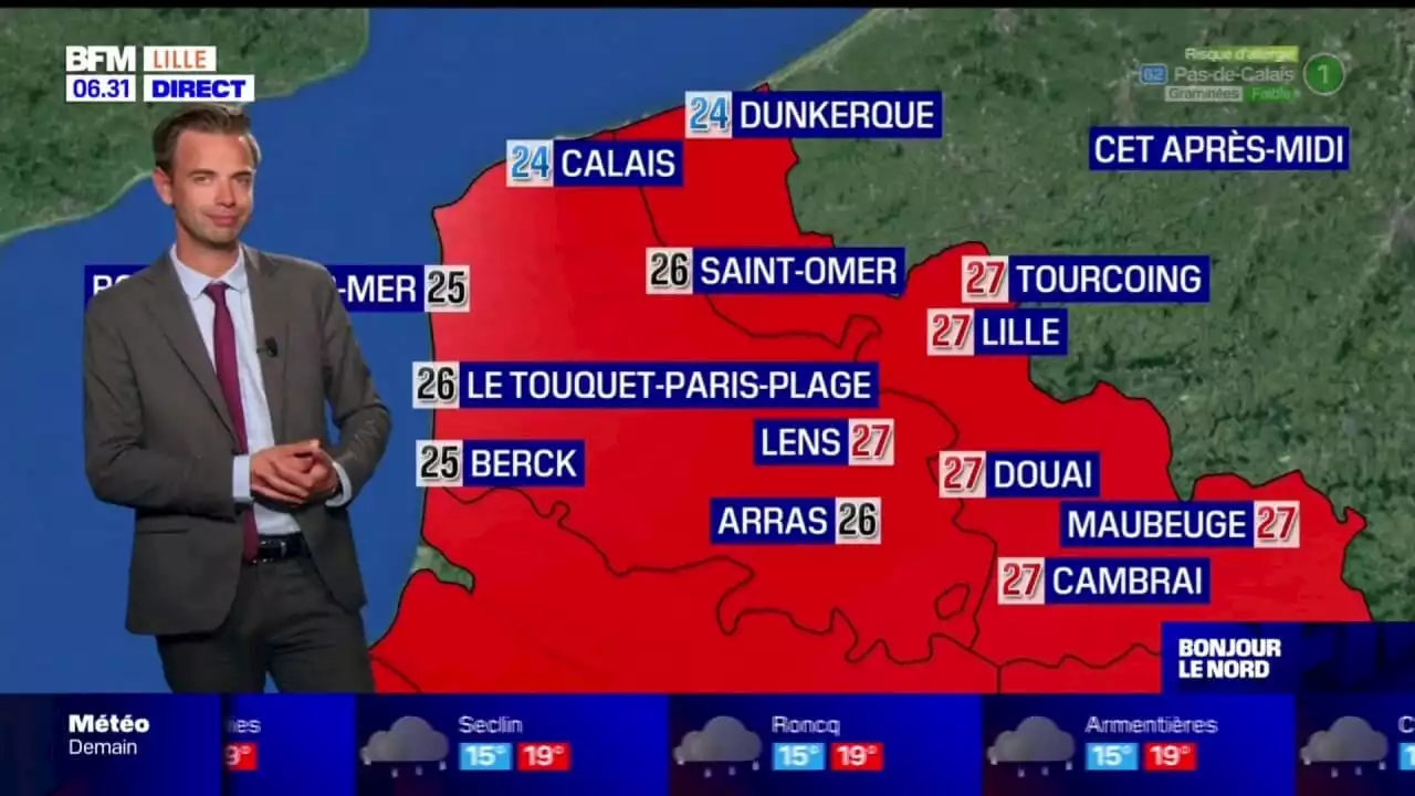 Météo Nord-Pas-de-Calais: un léger voile nuageux et des températures élevées, jusqu'à 27°C attendus à Lille