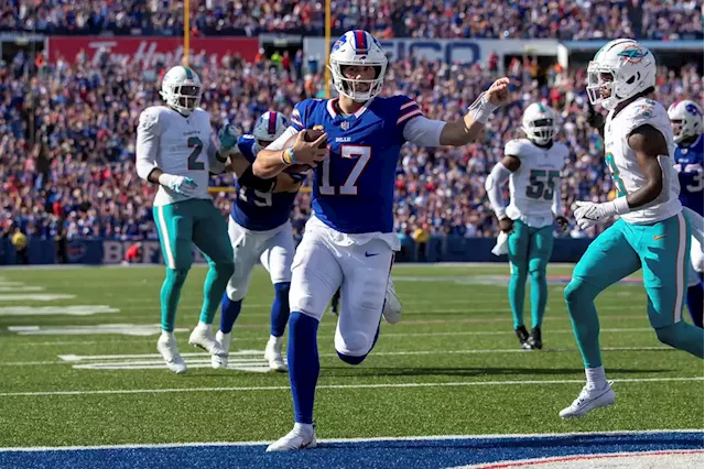 Josh Allen throws 4 TD passes, runs for score, Bills rout division rival  Dolphins 48-20