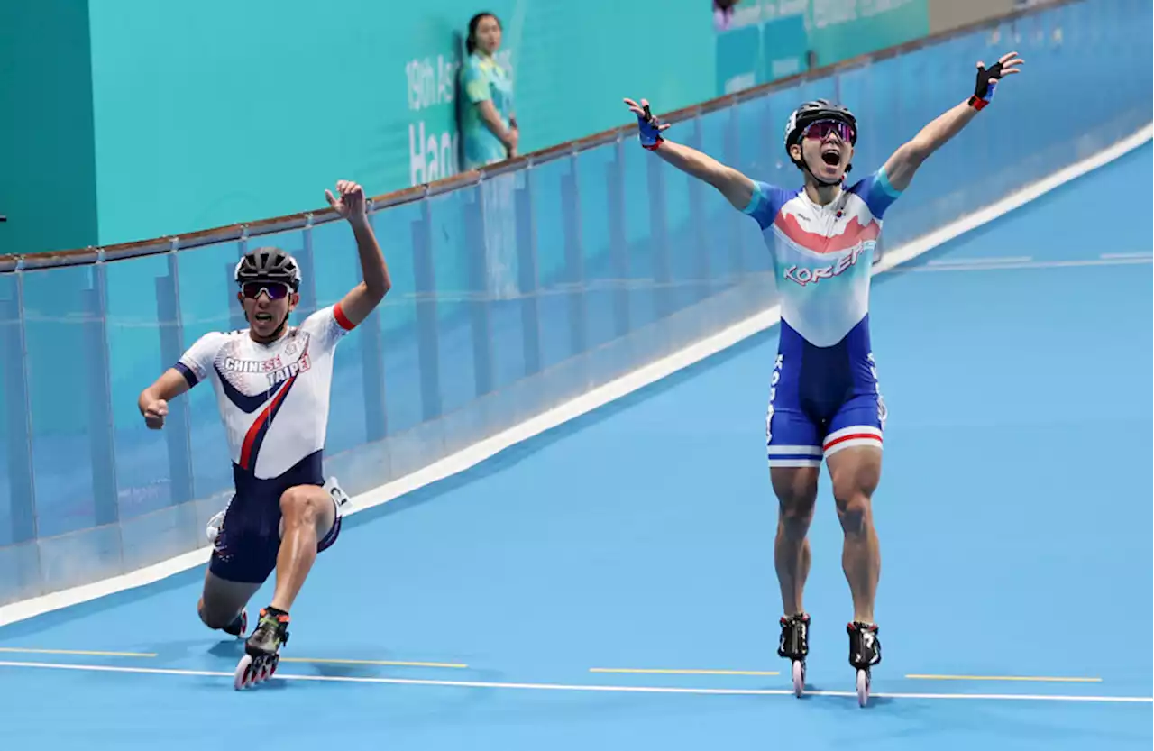 아, 0.01초…한국 롤러, AG 남자 계주 3000m 은메달