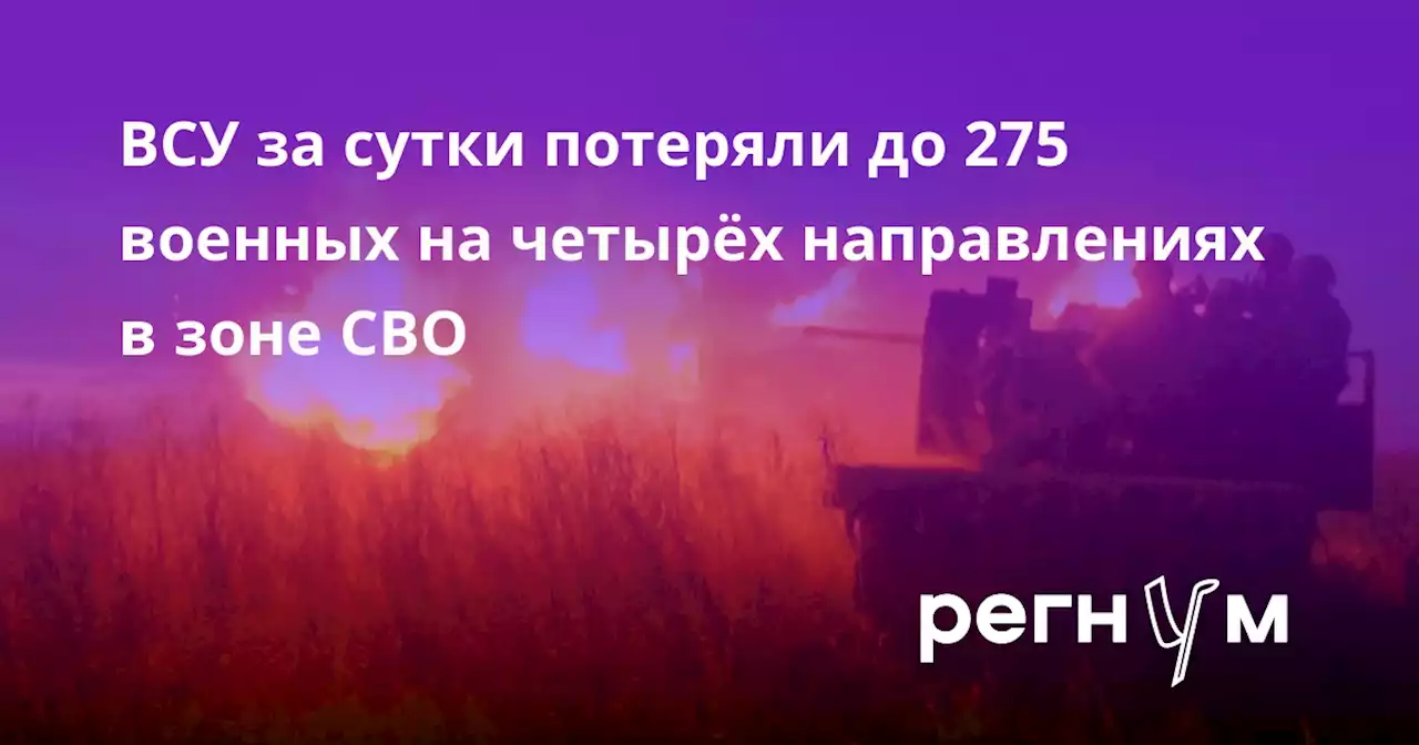 ВСУ за сутки потеряли до 275 военных на четырёх направлениях в зоне СВО