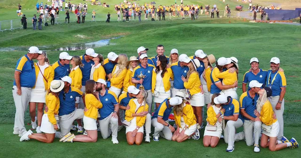 Lowry, McIlroy and teammates celebrate with partners amid wild Ryder Cup scenes