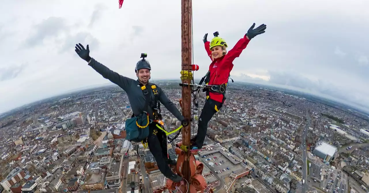 Amanda Holden 'terrified' as she climbs Blackpool Tower