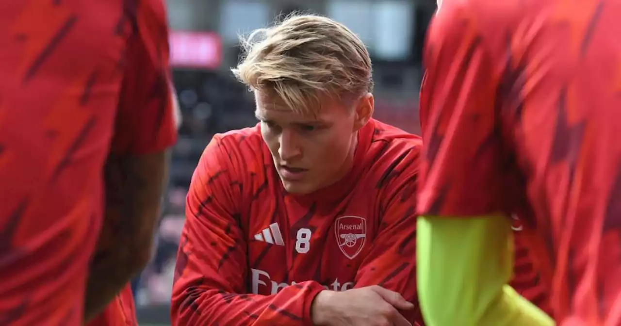 Arsenal captain Martin Odegaard reacts to Man City slipping up against Wolves