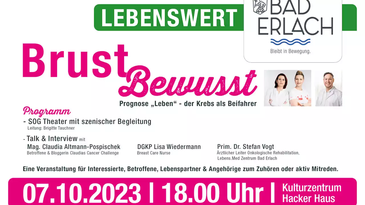 Bad Erlach: Vortrag über Brustkrebs soll Bewusstsein fördern