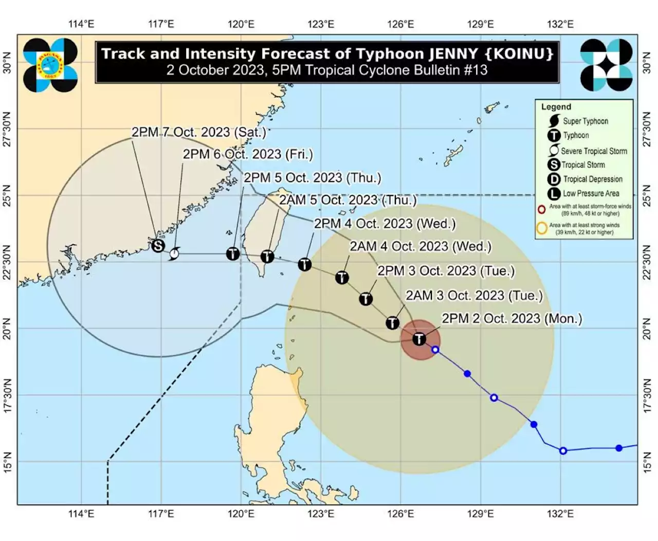 Typhoon Jenny further intensifies while moving over Philippine Sea