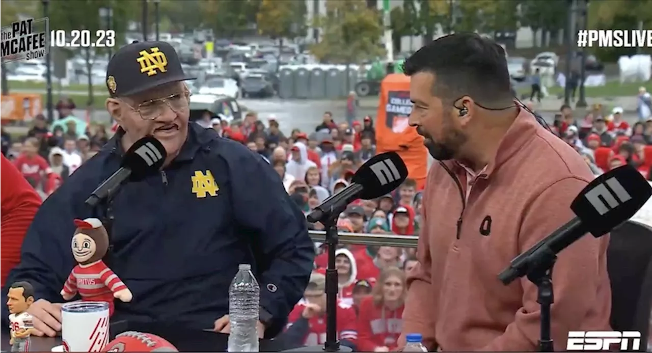 Ryan Day Comes Face-to-Face with Lou Holtz Impersonator on Pat McAfee Show