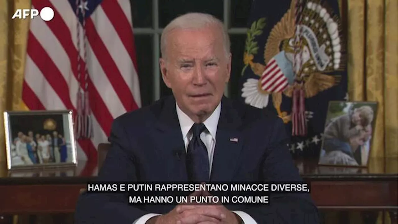 Biden: 'Hamas e Putin vogliono annientare le democrazie a loro vicine'