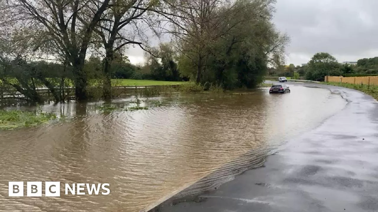 Driver gets stuck in Storm Babet flooding