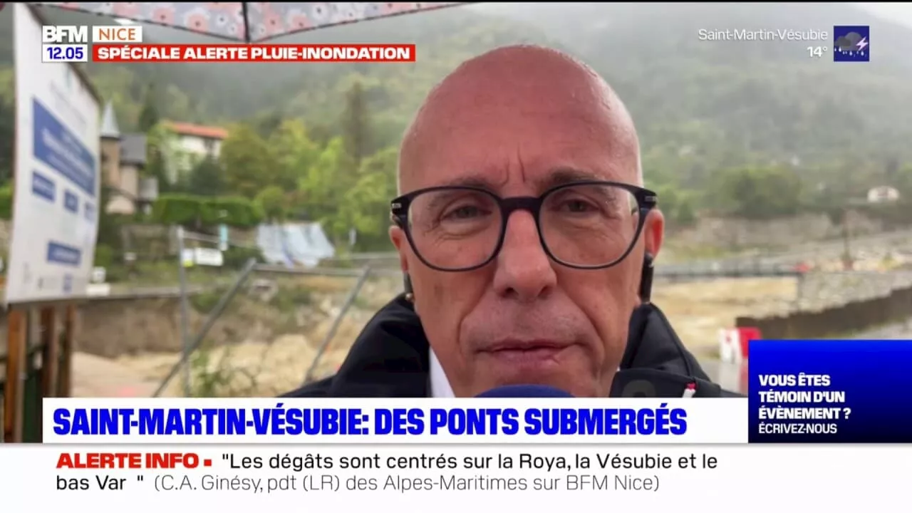 Tempête Aline: Éric Ciotti confirme la destruction de deux ponts