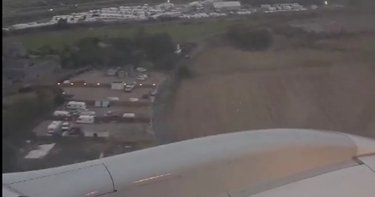 KLM flight aborts landing at Aberdeen airport during Storm Babet in scary clip