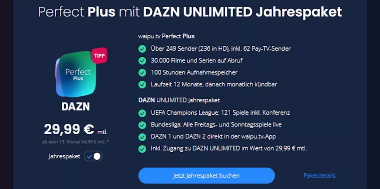 waipu plus DAZN: TV- und Sport-Highlights jetzt günstiger streamen