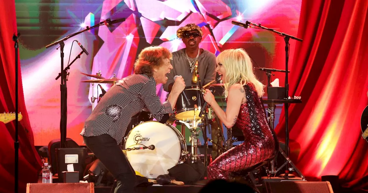 Lady Gaga and Mick Jagger duel onstage during Rolling Stones' 'Hackney Diamonds' launch