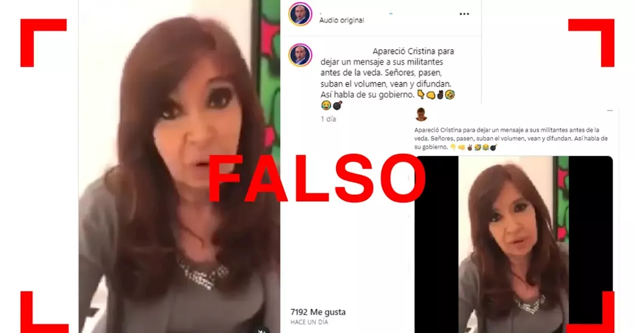 Es falso que Cristina Kirchner haya publicado este video previo a las elecciones generales de 2023