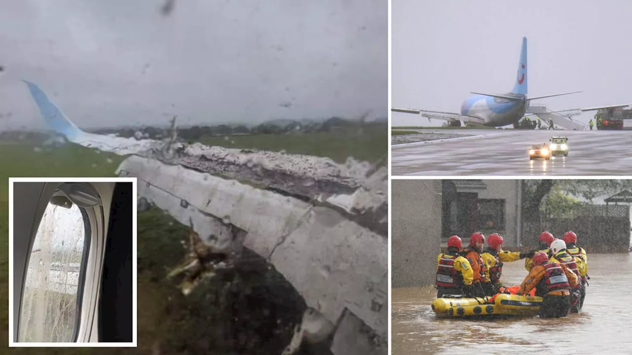 Passengers ‘screaming’ as holiday jet comes off runway at Leeds Bradford Airport as Storm Babet batters...