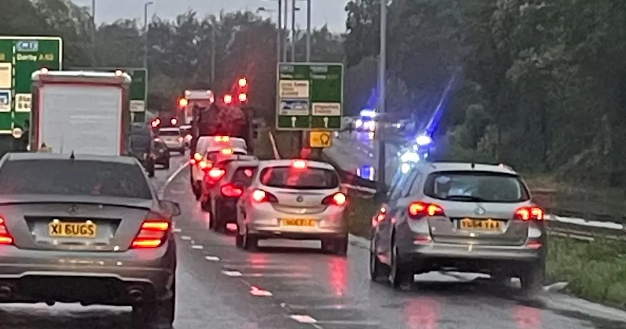 Bus delays of 20 minutes as flooding closes major stretch of A52