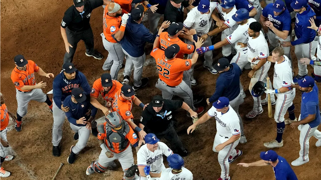 MLB hands down punishments to Astros, Rangers for bench-clearing incident from Game 5 of ALCS