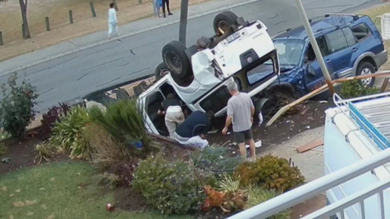 Car lands on it’s roof after crash in Perth’s south-east