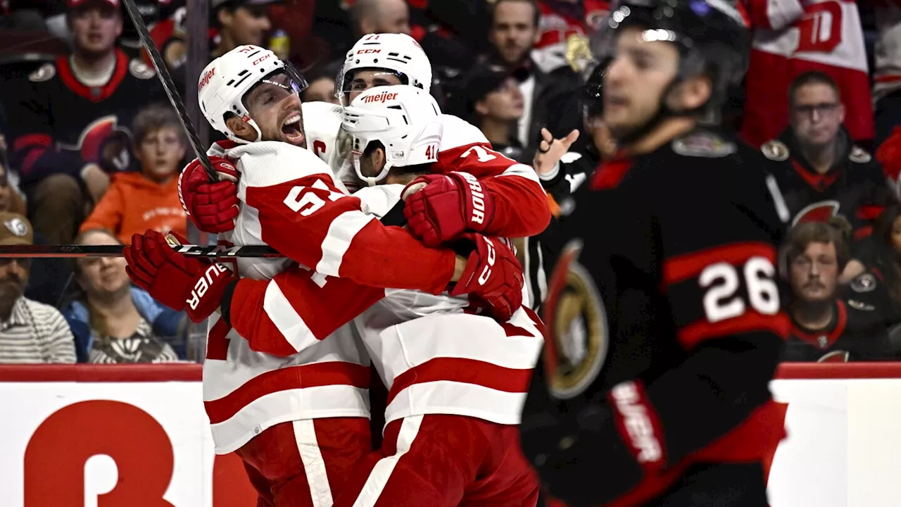 Joe Veleno scores twice as the Red Wings beat the Senators 5-2 for their fourth straight win