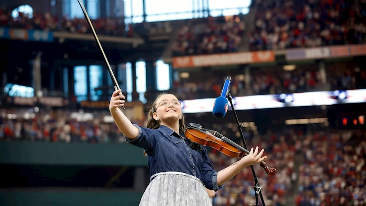 Violinist, 11, who played Rangers national anthem on quest to hit all 50 states