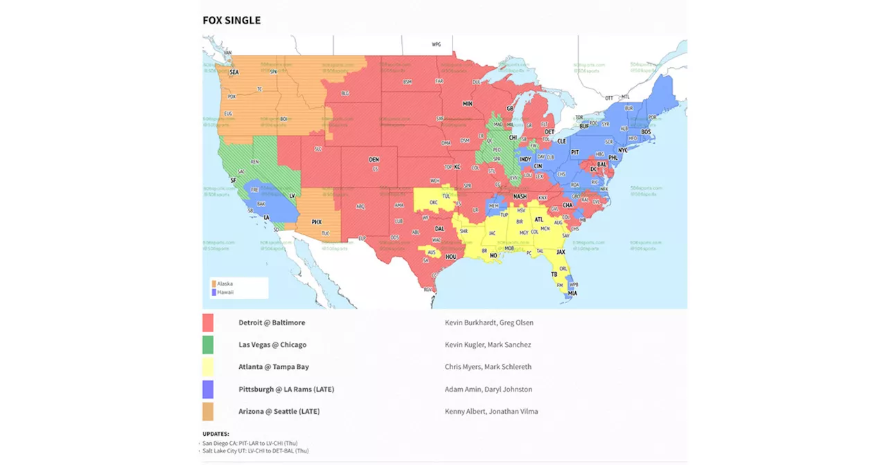 NFL Week 7 TV coverage maps: Limited distribution for Seahawks-Cardinals