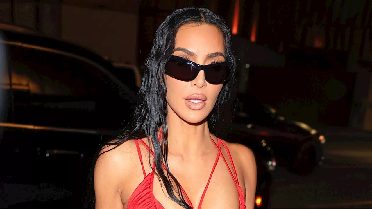 Kim Kardashian's Red-Hot Birthday Look Was Half Dress, Half Bikini