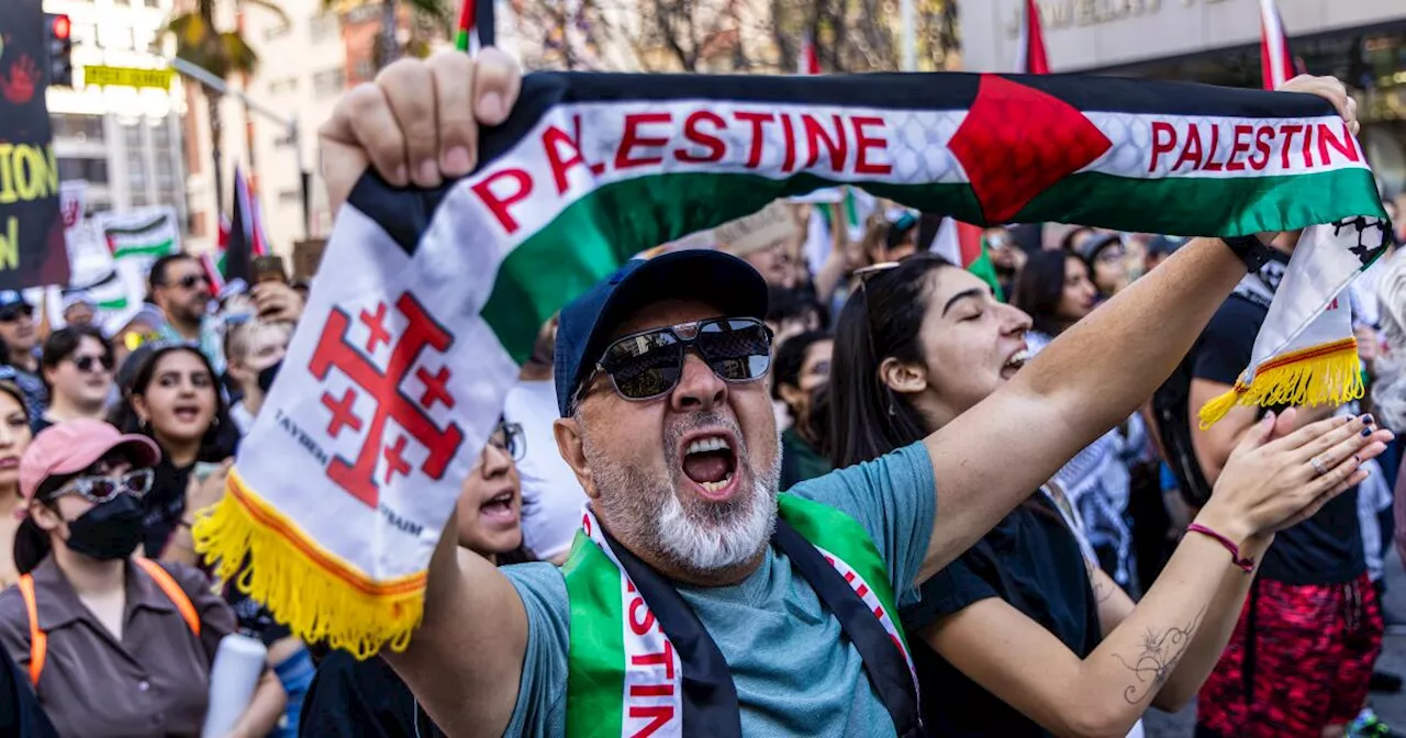 Thousands of pro-Palestinian protesters rally in downtown Los Angeles