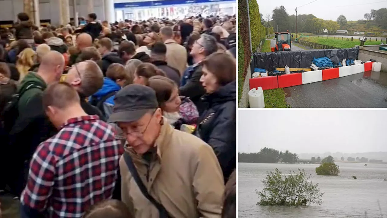 Storm Babet floods cause travel chaos as overcrowded King's Cross forced to shut while police limit passengers