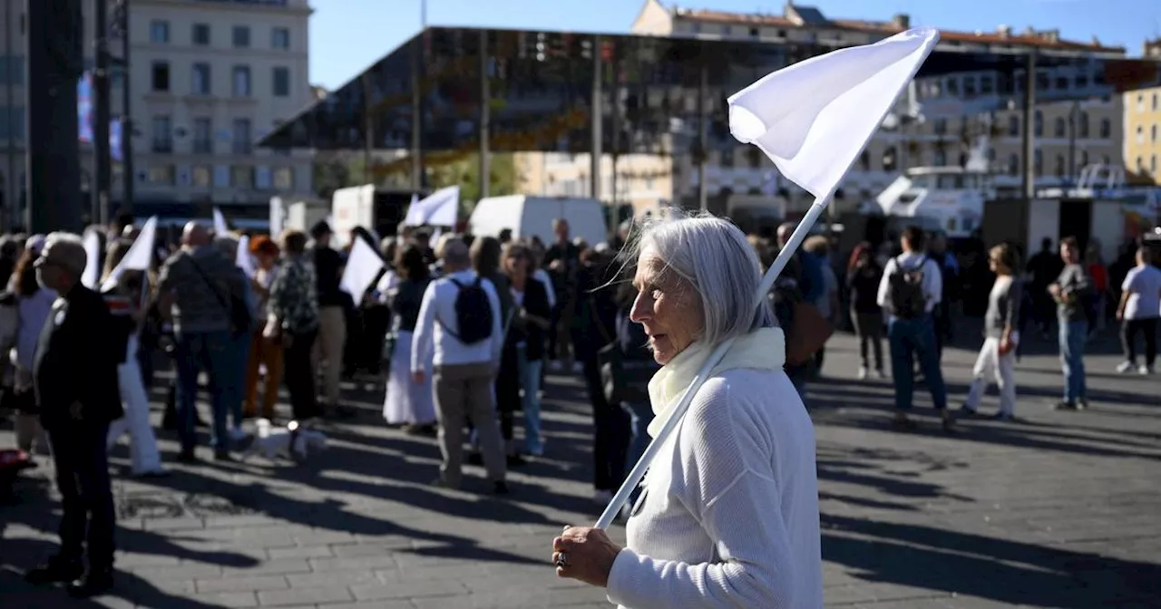 Conflit Hamas-Israël : rassemblement pour la paix et drapeaux blancs sur le Vieux-Port de Marseille