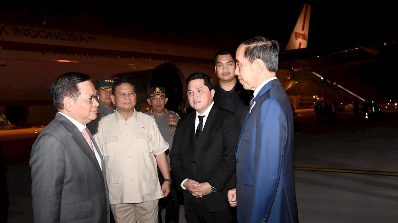 Jokowi Disambut Prabowo Saat Tiba di Tanah Air, Ada Erick Thohir