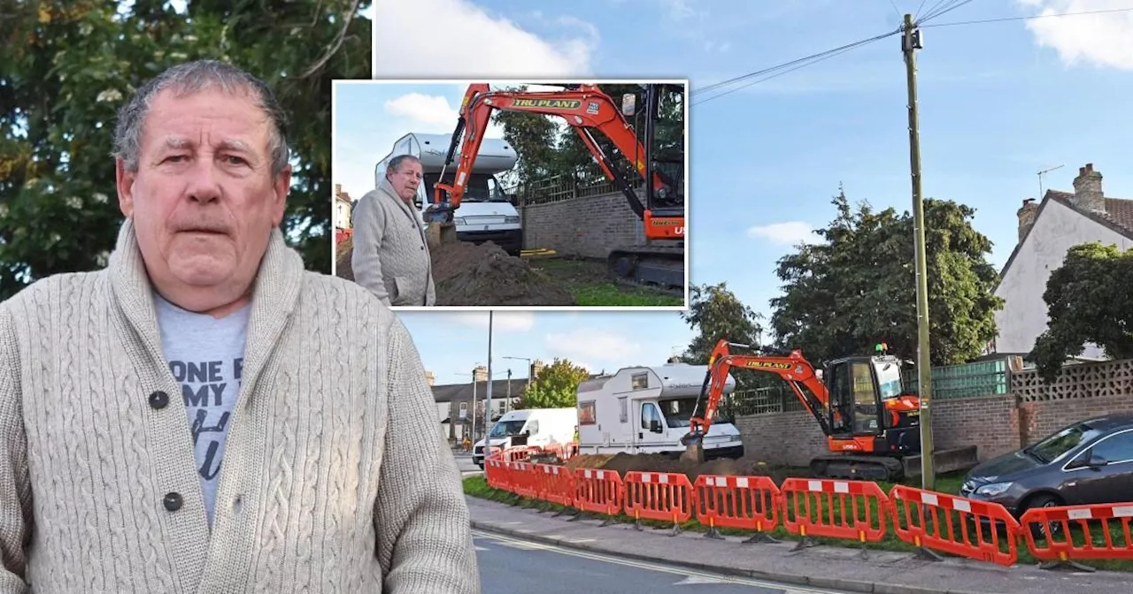 Defiant pensioner stops workers from erecting 5G mast outside his home