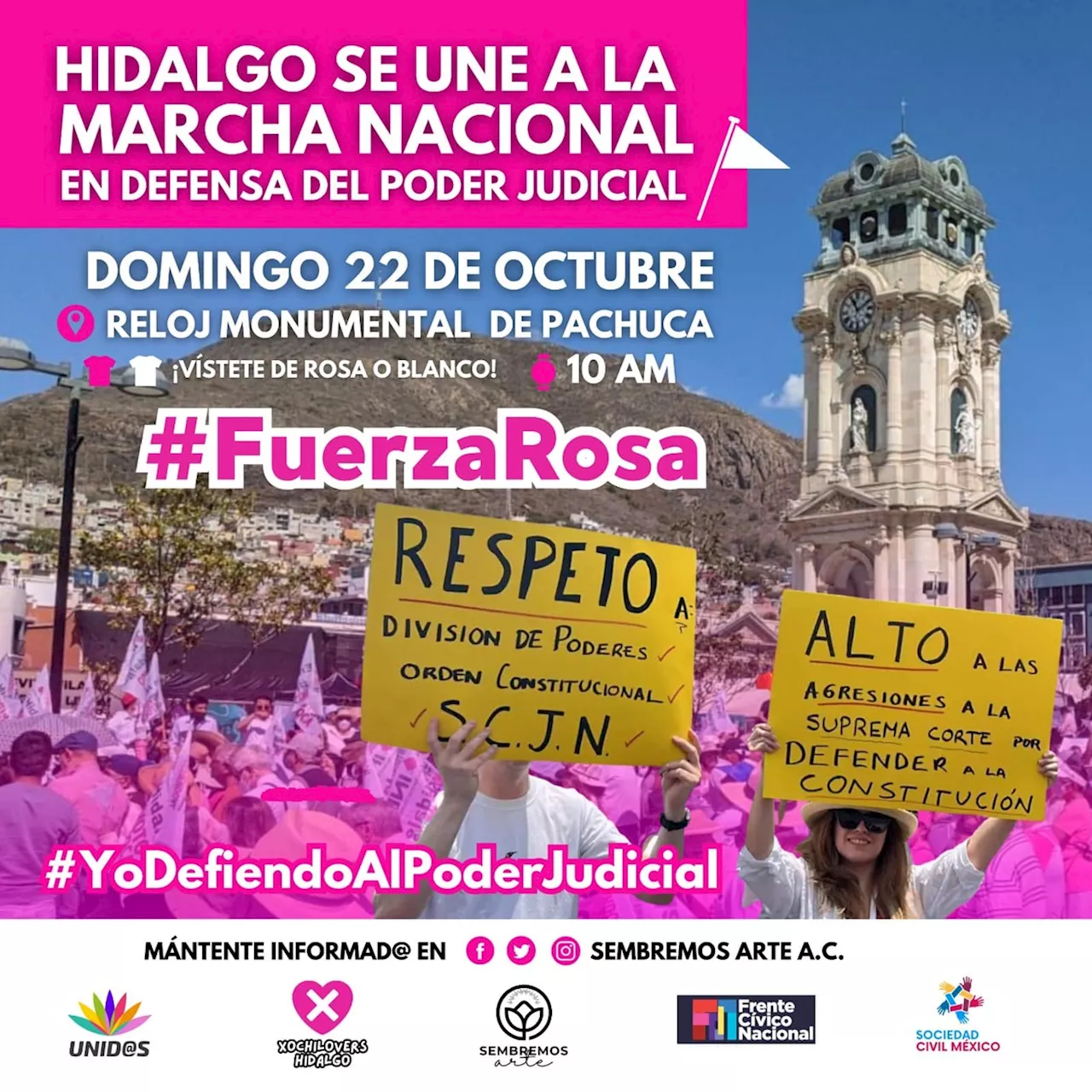 Marcha Nacional en defensa del Poder Judicial en Hidalgo