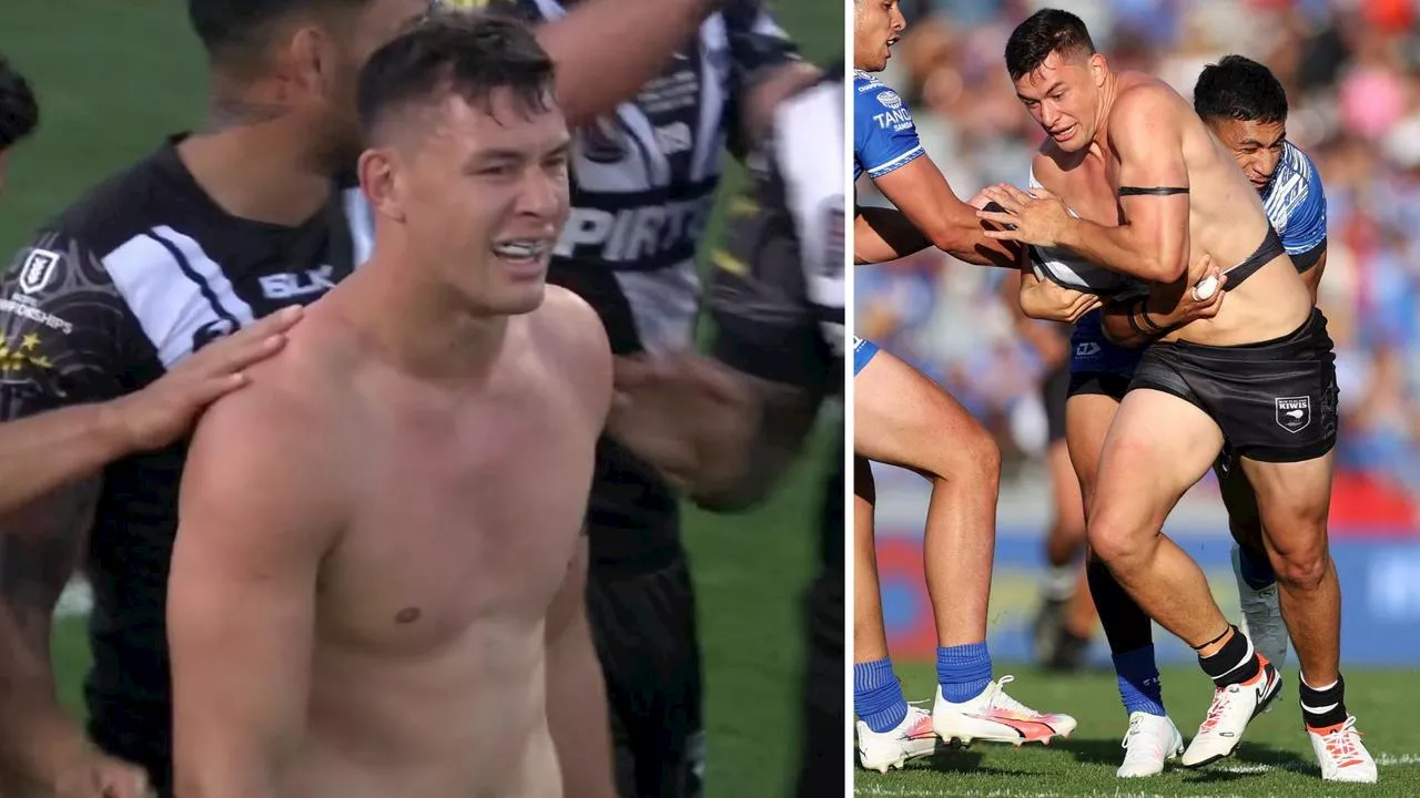 ‘Half-naked’ star leaves footy in hysterics