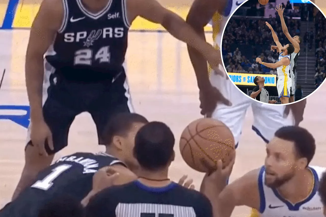 Steph Curry tries to take on Victor Wembanyama for jump ball — but fails miserably