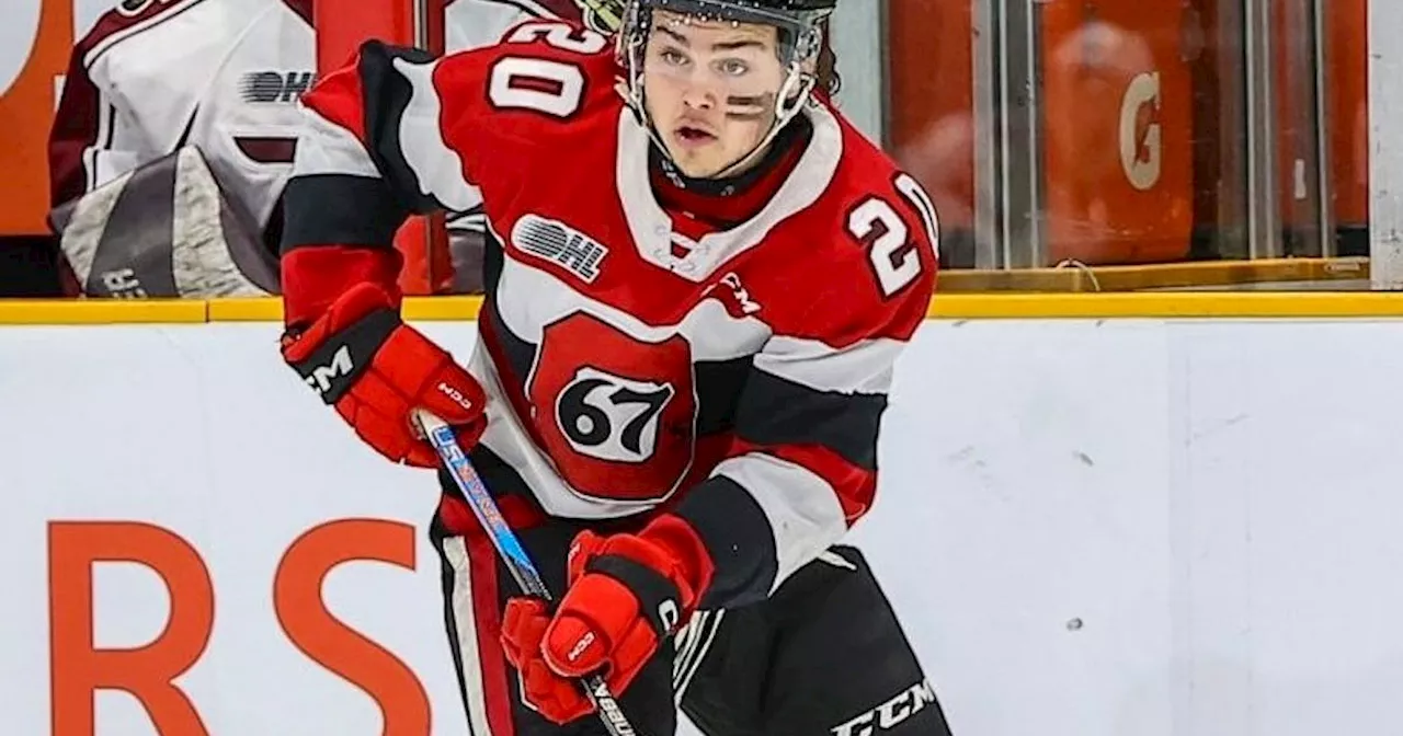 SHOWING THE WAY: 67's captain Pinelli leads with "the heart of a lion"