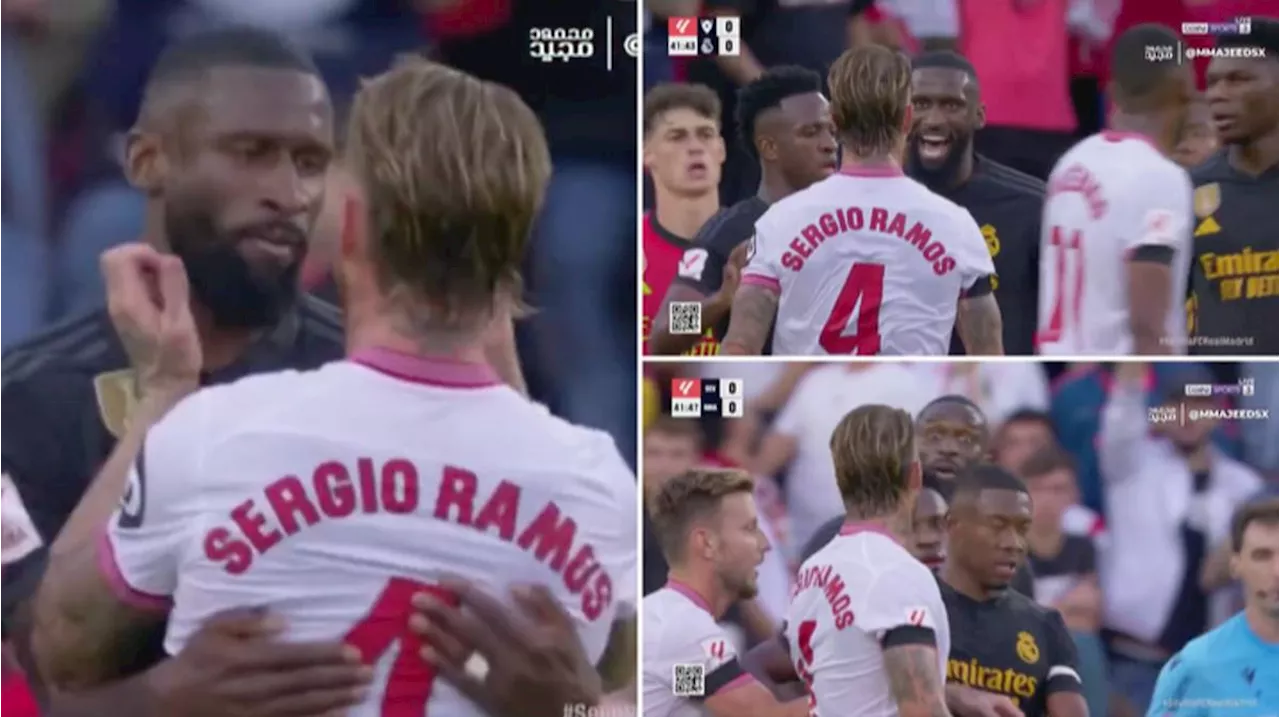 Antonio Rudiger went full 'alpha mode' against Sergio Ramos as pair square up during Sevilla vs Real Madrid