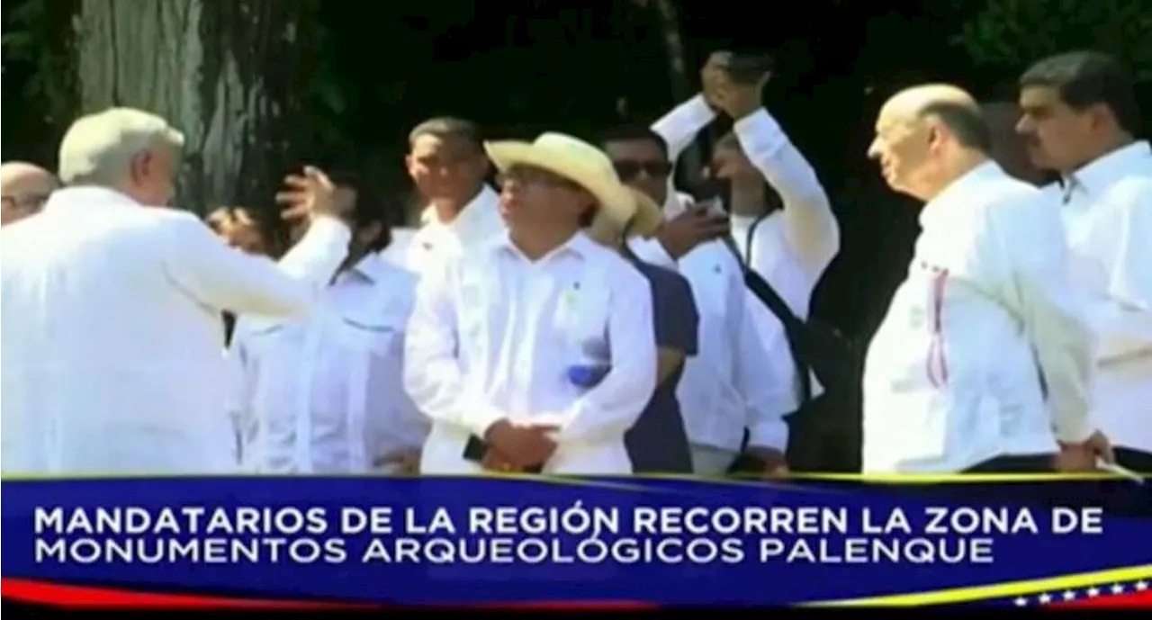 AMLO presume a Presidentes zona arqueológica de Palenque con recorrido previo a cumbre migratoria