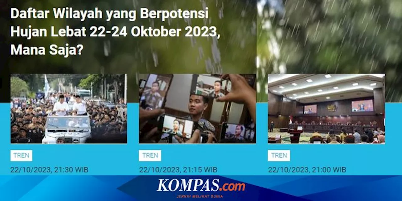 [POPULER TREN] Wilayah Berpotensi Hujan Lebat Sepanjang 22-24 Oktober | Alasan Pengendara Motor Masuk Stasiun Tugu