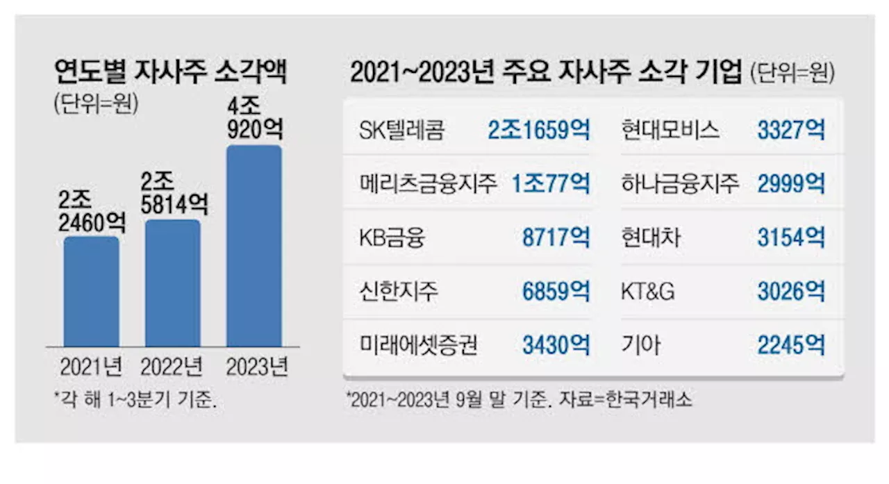 '주가 떠받치자' 금융지주 자사주 3조 소각