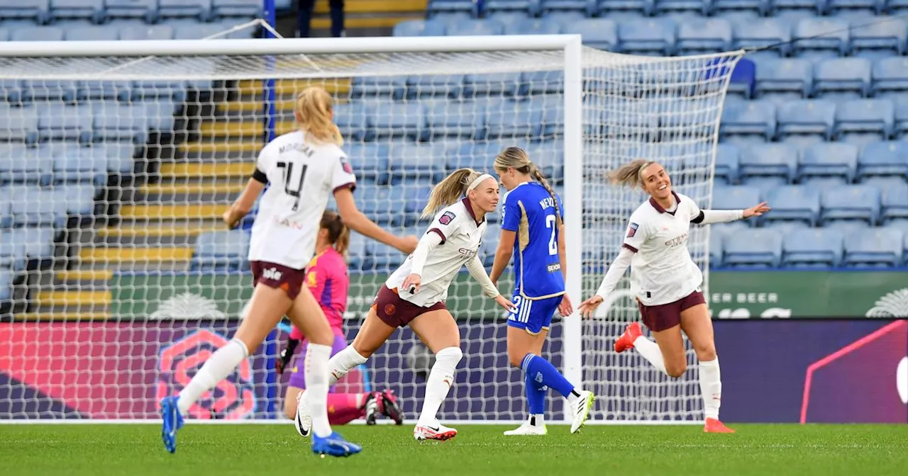 Man City walk a fine line to snatch victory at Leicester and top WSL table