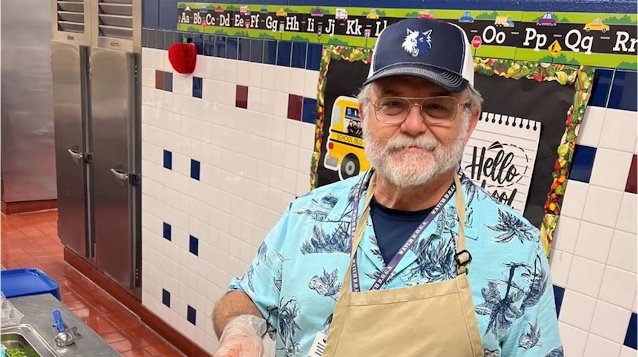 Beloved volunteer 'Geepaw' brings joy to local elementary school during National School Lunch Week