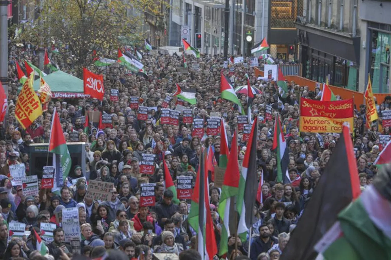 Pro Palestine demonstration: Crowds gather for march in Glasgow