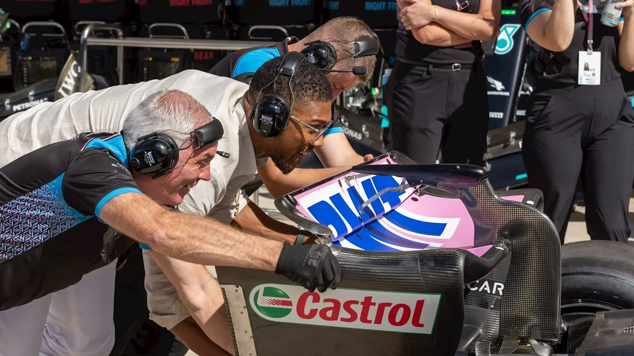 Anthony Joshua helps his new Formula 1 team with pitstop practice at United States Grand Prix...