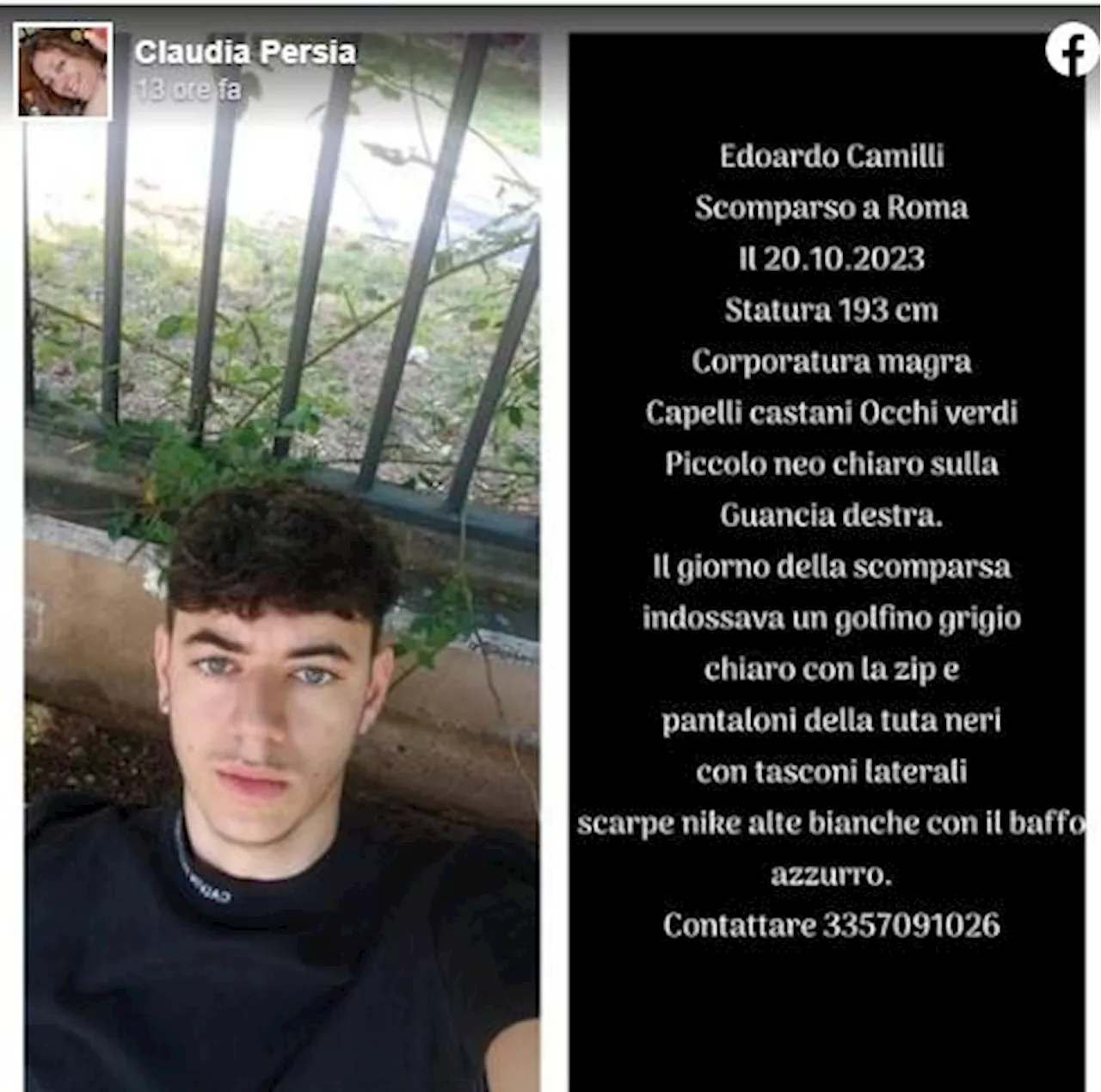 Scomparso a Roma il 17enne Edoardo Camilli: appello social della mamma