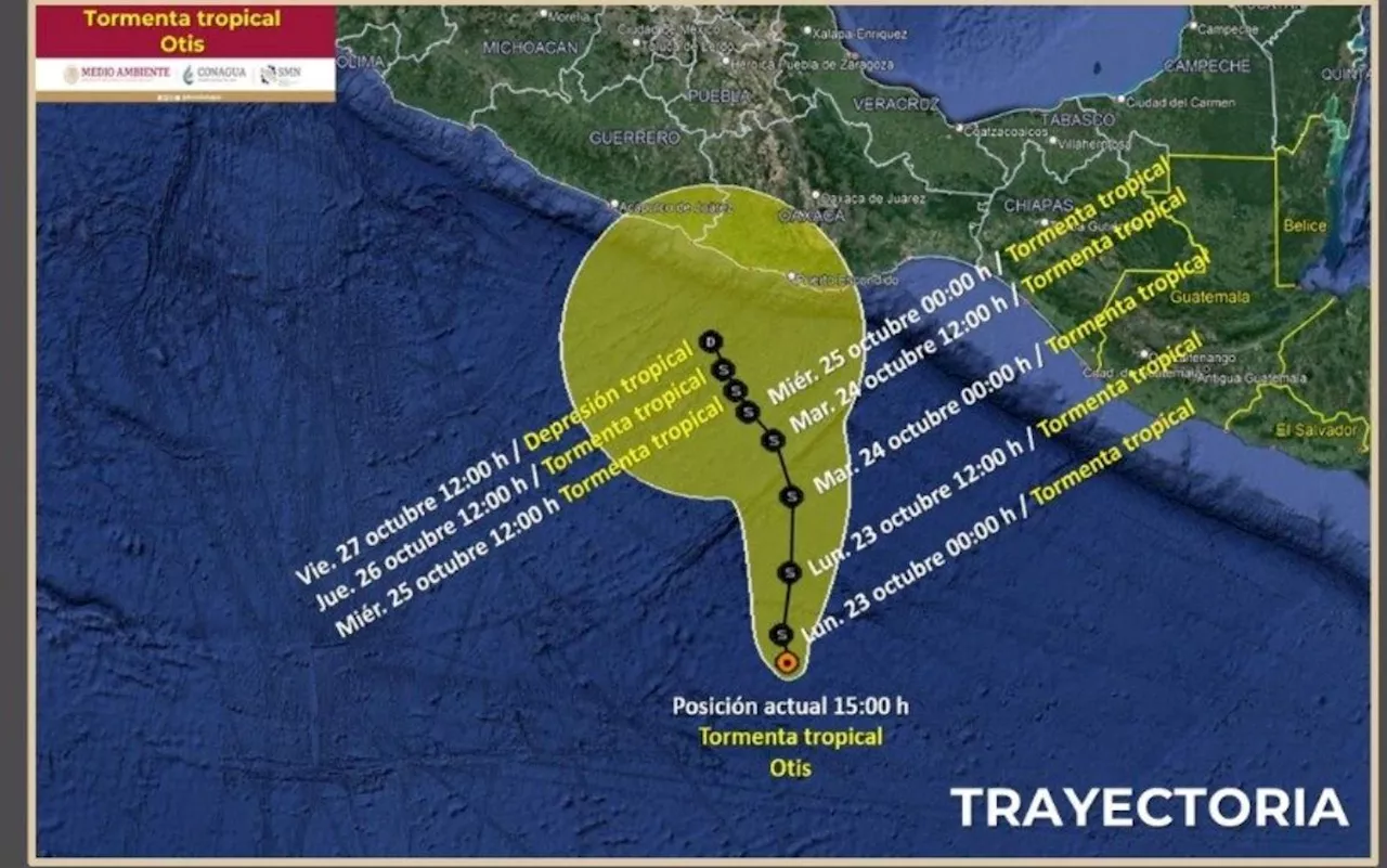 Tormenta tropical Otis surge en el Pacífico y trae lluvias en el sur del país